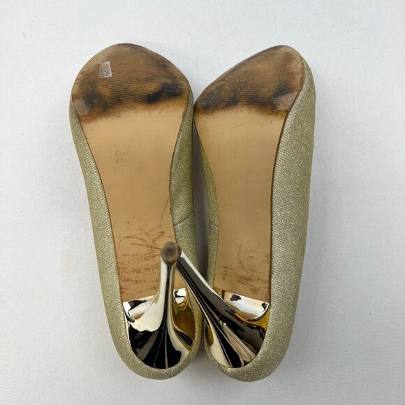 RSVP Womens Gold Glitter Stiletto High Heels Pointed Toe Slip On Size 8.5W - Picture 6 of 8